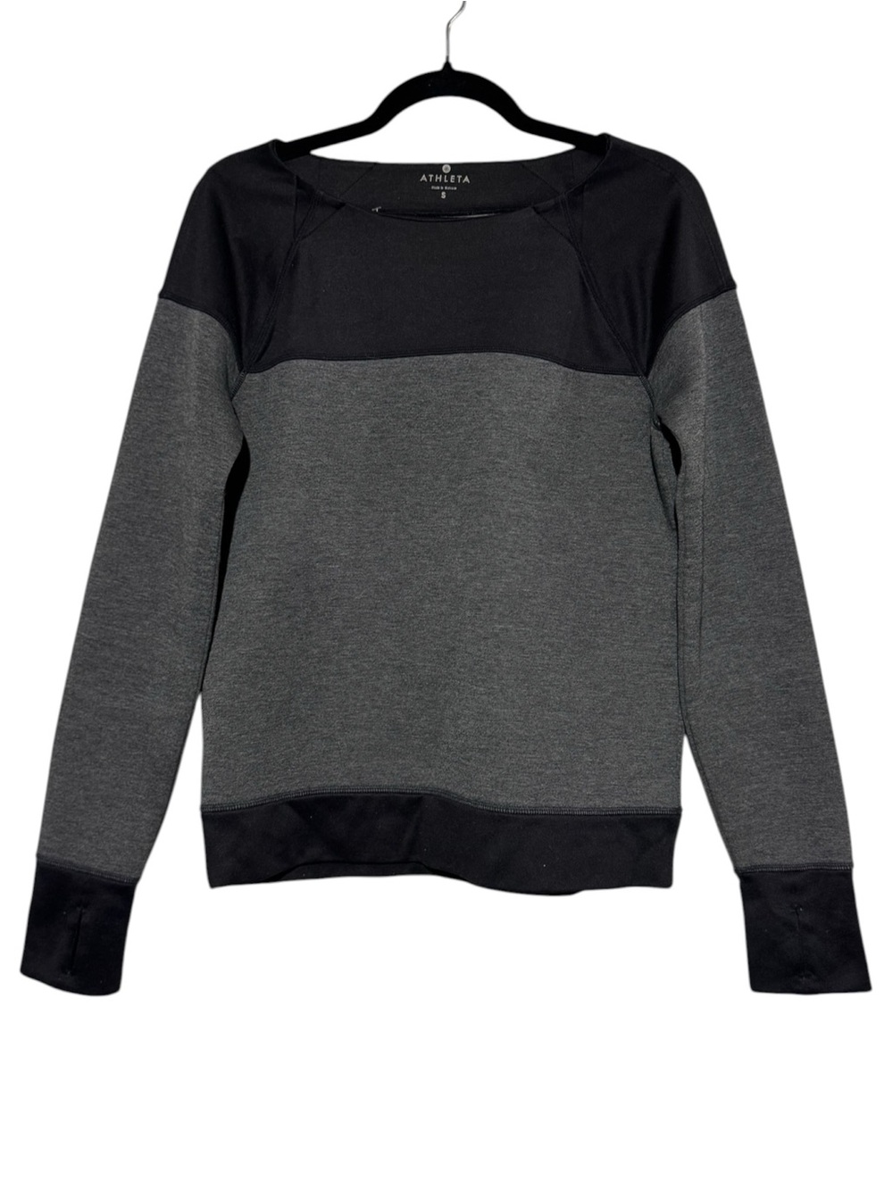 Athleta Fuse Sweatshirt Black Gray Women Size Small Workout Athletic Thumbholes